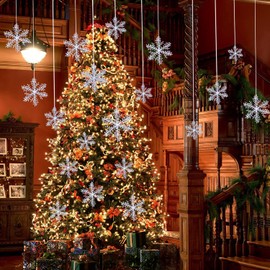 CattleyaHQ Snowflake Ornaments, Pack of 15 Snowflakes Hanging Decoration for the Christmas Tree, Christmas Snowflake Pendant for Home Window Xmas Party Decorations