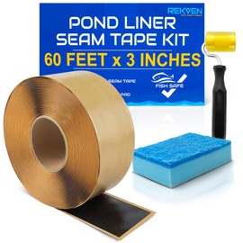 Pond Liner Seam Tape Kit - 60 Feet x 3 Inch - Double Sided Butyl Tape - Bond Seal or Repair EPDM PVC HDPE LDPE RPE LLDPE - Perfect for Small or Large Fish and Koi Ponds Waterfalls and Water Features