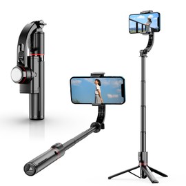 2024 Version Upgraded Smartphone Gimbal (Bluetooth Remote Control LED Included) Stabilizer, Single Axis Stabilizer, Selfie Stick, 4 Stage Extendable, Multi-functional, Stable Photography, Smartphone