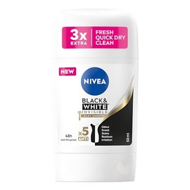 NIVEA Stick Women's Invisible Black and White Silky Smooth Extra Fresh Delicate Protection Balm Formula Velvety Soft, Pack of 2, 2 x 50 ml, 48H Protection