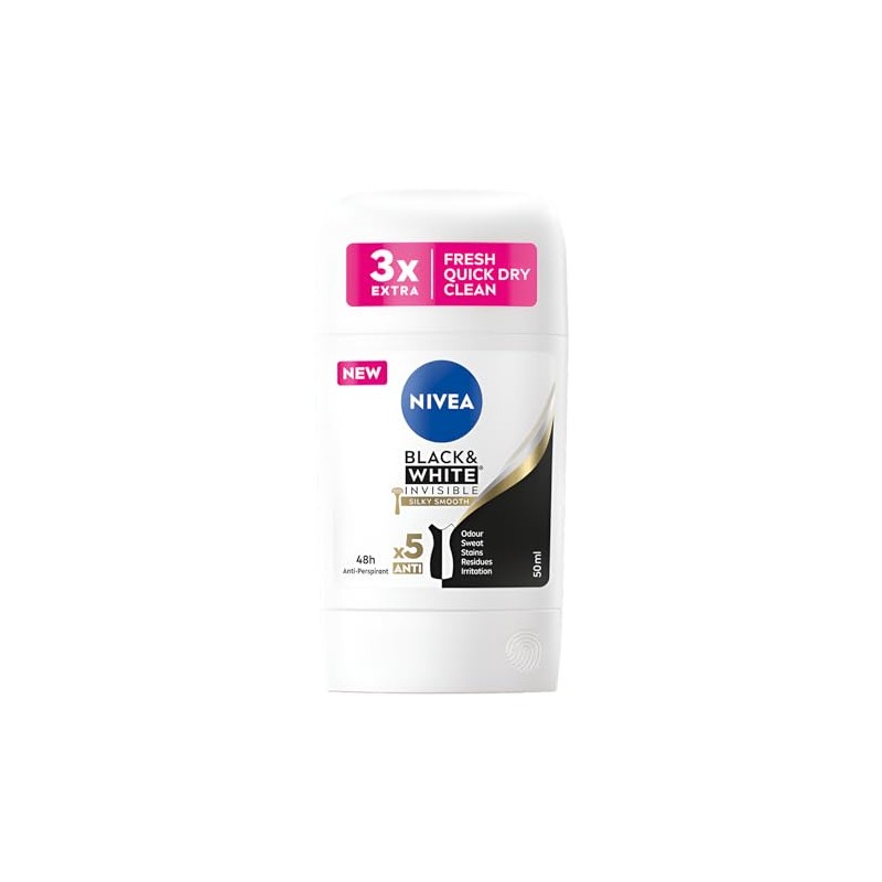 NIVEA Stick Women's Invisible Black and White Silky Smooth Extra