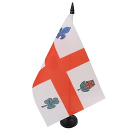 AZ FLAG MONTREAL TABLE FLAG 5'' x 8'' - CANADA DESK FLAG 21 x 14 cm - Black plastic stick and base