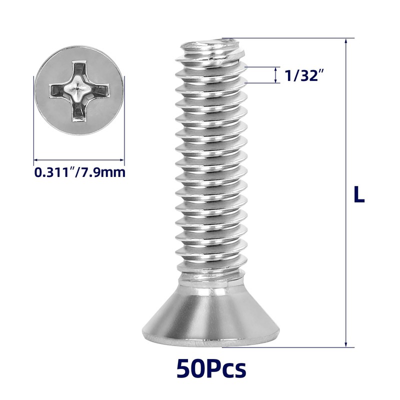 OUSCHR #8-32 x 3/4" Countersunk Flat Head Machine Screws, Full