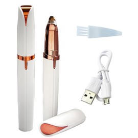LiXiongBao 2 Pack USB Rechargeable Portable Electric Eyebrow Trimmer Pen for Women,Painless Precision Eyebrow Hair Remover, Safe Eyebrow Shaver Razor Tool for face Leg Lip Armpit Hand(White)