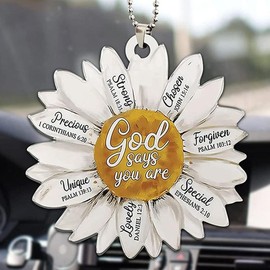 Sunflower Design Car Rearview Mirror Hanging Ornament, Car Rearview Mirror Hanging Decoration, Cute Car Accessories for Women & Girls