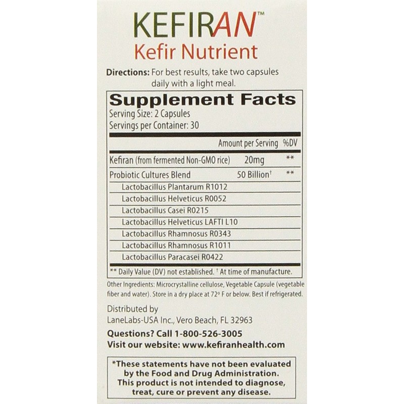 Lane Labs Kefiran Nutrient - Plus 50 Billion, Support Well-being,