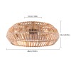 Rattan Caged Flush Mount Ceiling Fans with Lights and Remote