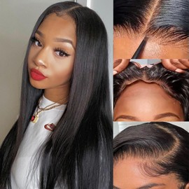 Glowig Wear and Go Glueless Wigs Human Hair Pre Plucked Pre Cut HD Lace 6x4 Straight Lace Front Wigs Human Hair Glueless Lace Front Wigs 3 Seconds to Wear for Beginners 180% Density 30 Inch