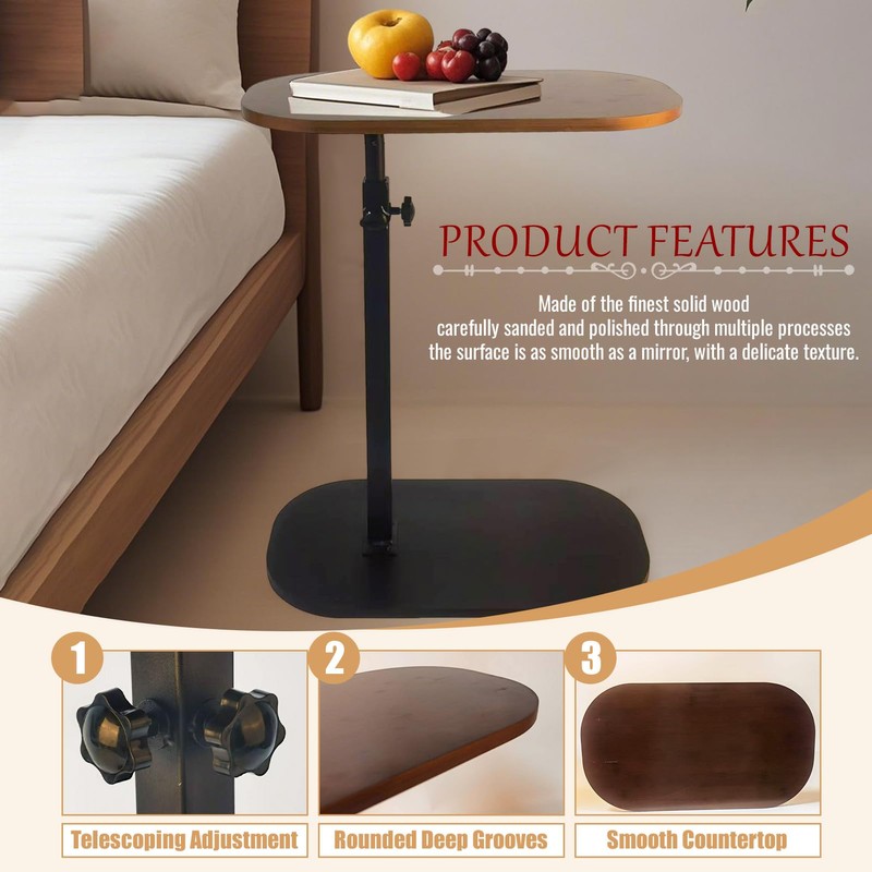 C Shaped End Table, Side Table for Sofa, End Table