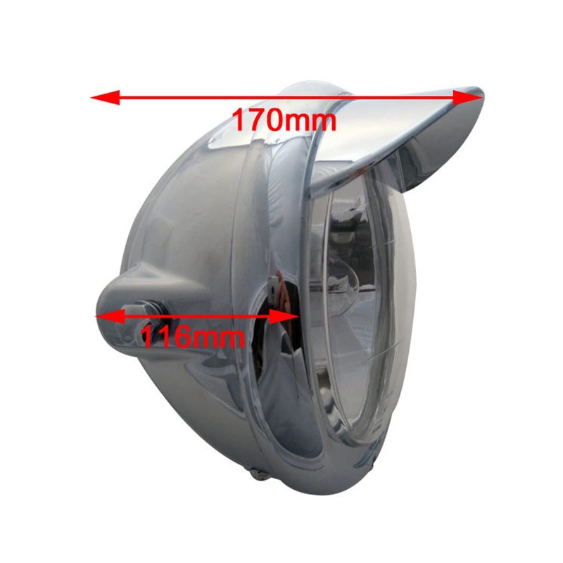 Universal Motorcycle Motorbike Classic Chrome Headlight with High and Low