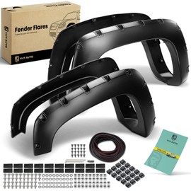 YHTAUTO Fender Flares w/Hardware Kit Compatible with Chevy GMC Models, C/K Pickup/Suburban/Blazer/Jimmy/Yukon 2Dr/Tahoe 2Dr Fleetside Bed Type, Set of 4 Pocket Bolt-Riveted Style Wheel Flares