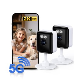 2K Cameras for Home Security, 2.4/5GHz Wi-Fi 6 Indoor Camera for Dog/Pet/Nanny/Baby with US Phone App, AI Text Recognition, Smart Search, Color Night Vision,2 Way Talk Mini Cam,Human Detection,2 Packs
