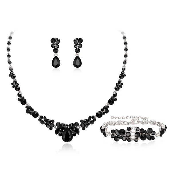 EVER FAITH Wedding Crystal Jewellery Sets for Glamour Teardrop Rhinestone