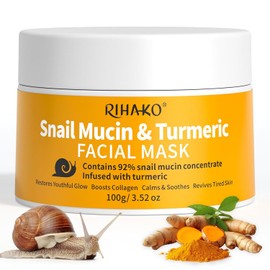 Snail Mucin Turmeric Anti-Aging Mask - Snail Power Repairing Mask for Face, Korean Skincare | Eliminates Dullness, Reduces Blemishes, Repairs Damaged Skin & Restores Youthful Glow | Gifts for Him or Her - 3.52 oz