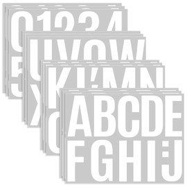 PartyGarden 12 Sheets Large Letter Stickers -4 Inch White Vinyl Self Adhesive Alphabet Number Stickers Stick On Letters for Arts Crafts Outdoor Sign Wall Mailbox Windows Doors Car Poster Board (White, 4 Inch)