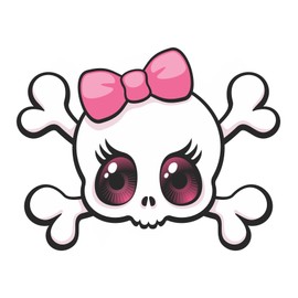 Vinyl Junkie Graphics Pink Bow Skull Sticker/Decal