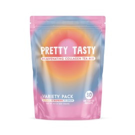 Pretty Tasty Tea Variety Pack, Collagen-Infused Tea, Peach Perfection, Raspberry Radiance, Lemon Luminance, 10g Collagen Mix - 30 Count
