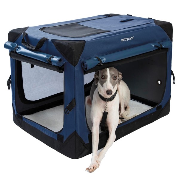 Pettycare 30 Inch Collapsible Dog Crate with Curtains Travel Dog