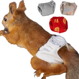 Reusable Washable Squirrel Diapers, Highly Absorbent with Strong & Flexible Pants No Leak Reusable Diapers Urine Wet Pants for Squirrel,Fancy Rat,Groundhog (M (3.9" - 6.3"), 3 Pcs)