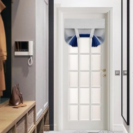 Yakamok - Cortinas de puerta francesas de color azul oscuro para puertas con aislamiento térmico de luz bohemio, con lazo y enrollable, para cocina, patio, delantero/puerta corredera, ventana de