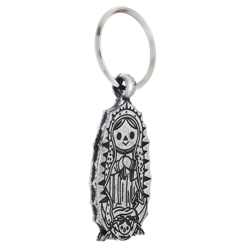 llavero Metálico tallado con la representación de la Virgen de