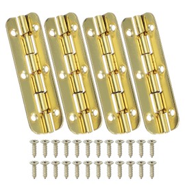 MECCANIXITY 90-Degree Thickened Small Piano Hinge Mini Jewelry Box Hinges with Screw for Jewellery Wooden Boxes (Gold Tone, Pack of 4)