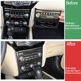 Central Control Air Conditioning A/C Panel Cover Trim Compatible with Nissan Pathfinder 2013-2018, Air Conditioning Switch Panel Cover Trim Accessories 1 PCS (Black Wood Grain)