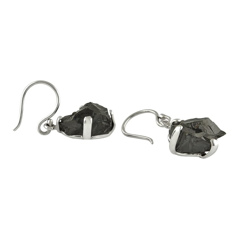 Starborn Rohstein Elite Shungite Earrings in 925 Sterling Silver, Gemstone