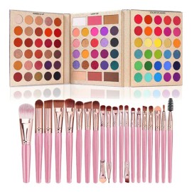 Kit Completo De Maquillaje Paleta Sombra Todo En Uno 86 Colores,20 Brochas, Larga Duración,ideal Para Regalos Y Principiantes,sensibilidad Ocular,kit Completo Sombras Y Pinceles Fivgace®