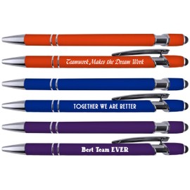 Greeting Pen Team Building and Employee Appreciation Pen Sets with Soft Touch Coated Metal and Stylus 6 pack 36094
