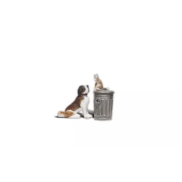 Woodland Scenics NEW Woodland Dog w/Cat on Trashcan G Train