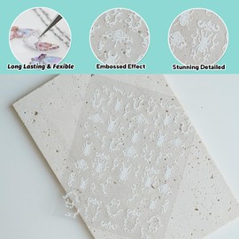 CESTSIREN White Beetle Nail Art Stickers, 5D Embossed Coquette Nail Decals, for Nail Art Design, Self-Adhesive, Nail Accessories for Women