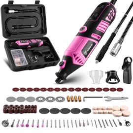 Rotary Tool Kit: DEKOPRO Power Hand Rotary Tools Mini for Wood/Metal, Electric Grinder Drill Machine Set with Flex Shaft for Carving, Cutting, Sanding, Grinding, Polishing, Engraving Pink