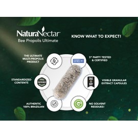 NaturaNectar - Ultimate Bee Propolis Capsules - NSF Contents Certified -Brazilian Red, Brown, & Green - Gluten-Free Supplement with Flavonoids - Naturally Sourced Through Ethical Beekeeping (60pcs.) | NaturaNectar