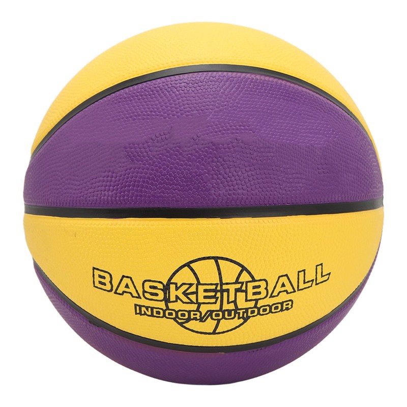 Rubber Basketball, Yellow Purple Wearproof Leakproof Training Basketball for Basketball