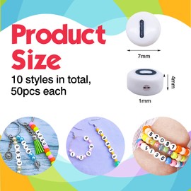 TOAOB Pack of 500 Number Beads for Threading 4 x 7 mm Arabic Numerals Black White Number Beads 0 to 9 Spacer Beads for Jewellery Making