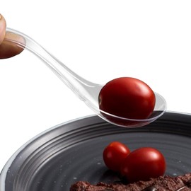 50 PCS Disposable Clear Plastic Asian Soup Spoons - Tasting & Front Dish Spoons, Plastic Cutlery (Clear Round Bottom)