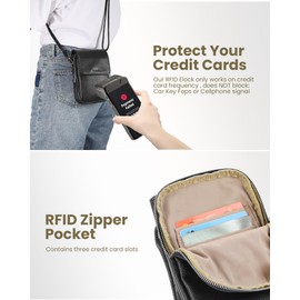 befen Black Crossbody Bag for Women Genuine Leather Phone Bag for Ladies Small Shoulder Bag for Women with RFID Blocking Card Slots