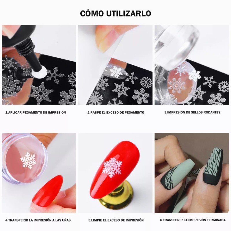 Dolores Estampas Sello Uñas: 9 Plantillas+sello+raspador+bolsa Láser