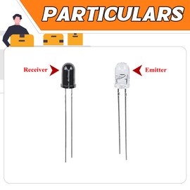 DIGISHUO 20pcs 5mm 940nm Infrared LEDs and Receivers Including 10 Emitter Diodes and 10 Receiver Diodes for 5MM Infrared Applications (Pack of 10Pairs)