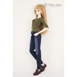 Petite Marie 1/3 DD Compatible Okayama Boyfriend Jeans Indigo Blue KOJIMA Processing Jeans Processing Low-rise Roll-Up Stretch Denim Vintage Processing 23.6 inches (60 cm) Doll Clothes [Petite Marie]