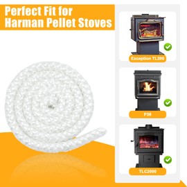 Criditpid Stove Door Gasket for Harman P38, Exception TL200, TL300, TLC2000 Pellet and Wood Stoves, Fiberglass Seal Rope Gasket Replacement Parts for Legacy TLC2000 Stoves. 5FT x 3/4", 1-00-10000