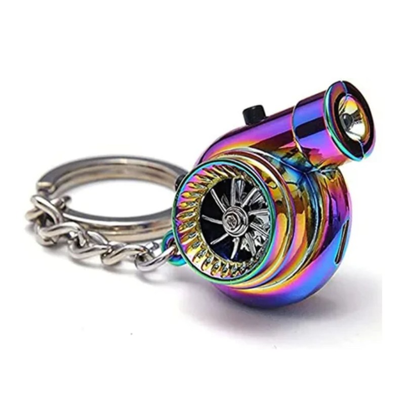 Metal Turbocharging Keychains LED Light Sound Colorful Zinc Alloy Turbine