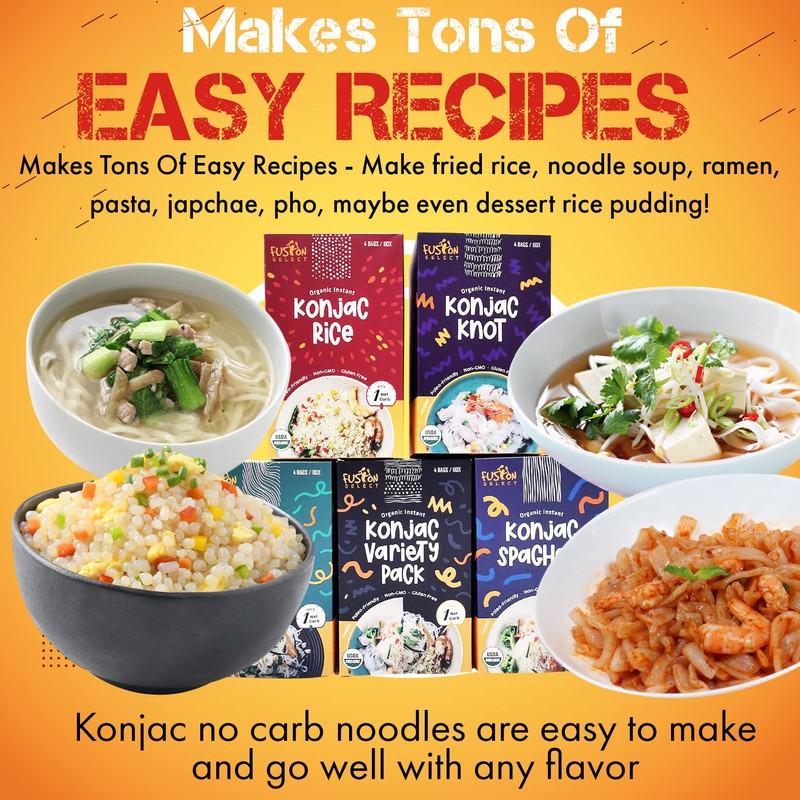 Fusion Select 4 Packs Organic Konjac Noodles - Shirataki Rice