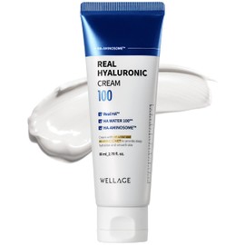 wellage Real Hyaluronic Cream 100-100% Pure Hyaluronic Acid Face Moisturizer - Powerful Moisturizing & Firming for Dry Skin - Lightweight Gel Cream, 2.7oz.