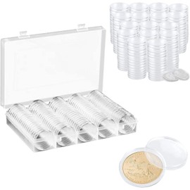 Asorok Cápsulas para Monedas, Organizador de Monedas 30 mm, Monedas de 20 Pesos Mexico 100 para Colección, Caja de Almacenamiento Plastico Caja Redonda, Caja de Almacenamiento de Monedas