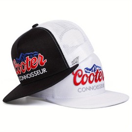 Unisex Letter Embroidered Hip Hop Hat Mesh Hat Outdoor Adjustable Sunscreen Leisure Hat Travel Tourism Beach Vacation - Color: black