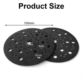 Pack of 2 Sanding Disc Protectors, Soft Pad, Pad Saver 150 mm, Protective Pad 70-Hole with Fastening, Compatible with Mirka 8295612111, for Mirka Sanding Discs 150 mm