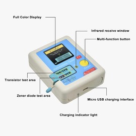 VOKTTA LCR-T7 Transistor Tester Multifunction TFT, Full Colour Graphic Display, Transistor Meter with Automatic Shut-Off for Diodes Triodes Capacitor Resistance Transistor