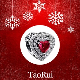 TAORUI Sparkling Heart Charm for Women Bracelets Necklaces in 925 Sterling Silver,Mother's Day Birthday Christmas Jewelry Beads DIY Gifts for Women